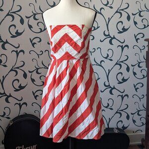 Annabelle Coral & White Striped Strapless Mini Dress